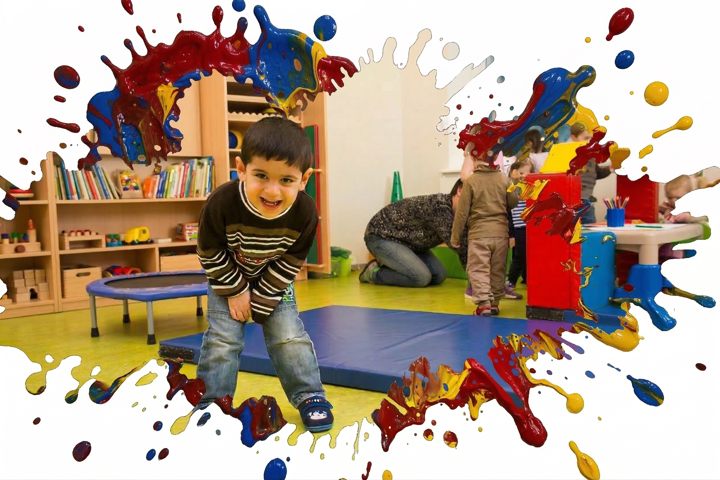 Titelbild: Kinder spielen mit Erziehern